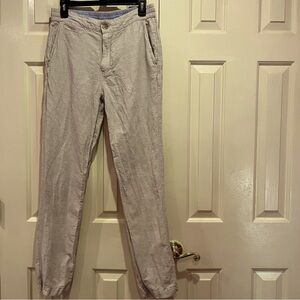 Panama Jack Linen Blend Pants Size S Tan Pockets Elastic Waist